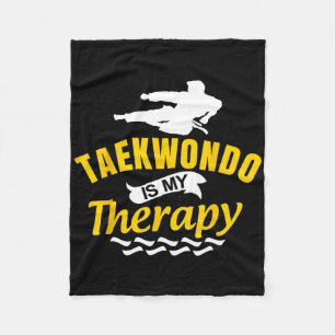 Taekwondo Is Therapy Kickboxing Martial Arts Karat Fleece Blanket