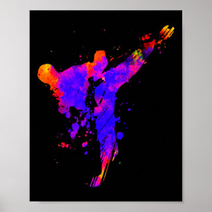 Taekwondo Jiu Jitsu Paint Splatters Kids Jujitsu J Poster