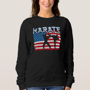 Taekwondo Karate American Usa Flag Karate Sweatshirt
