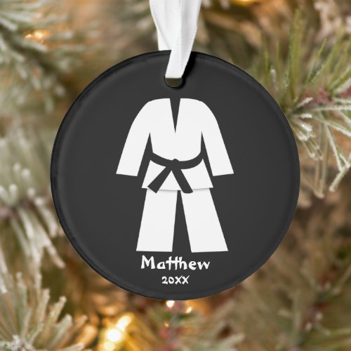 Taekwondo Karate Black Belt Personalized Ornament