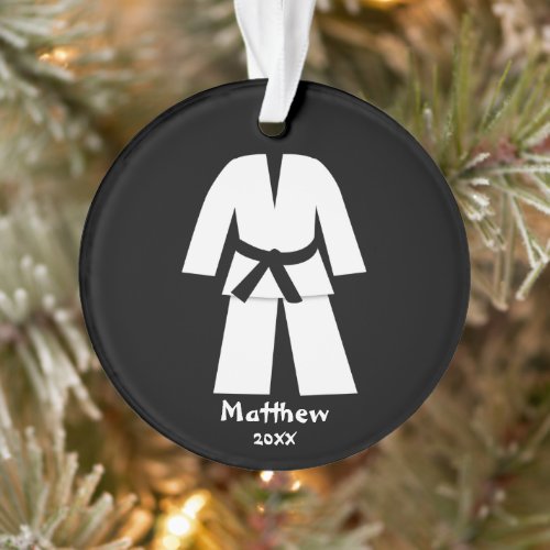 Taekwondo Karate Black Belt Personalized Ornament