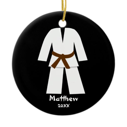 Taekwondo Karate Brown Belt Personalized Ceramic Ornament