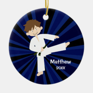 Taekwondo Karate Camo Belt Boy Personalized Ceramic Ornament