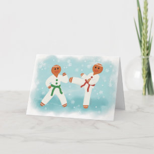 Taekwondo Karate Christmas Gingerbread Martial Art Letterpress Thank You Card