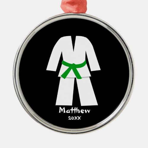 Taekwondo Karate Green Belt Personalized Metal Ornament