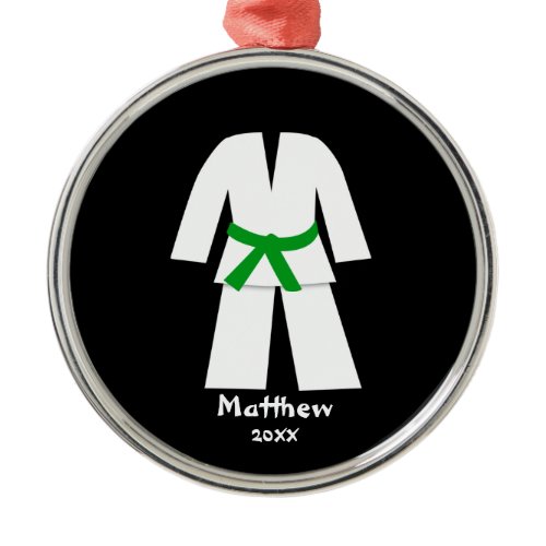 Taekwondo Karate Green Belt Personalized Metal Ornament