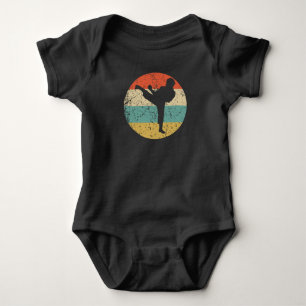Taekwondo Karate Kick Silhouette Retro Martial Art Baby Bodysuit