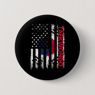 Taekwondo Karate Martial Arts Training Korean Flag Button
