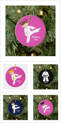 Taekwondo Karate Personalized Christmas Ornaments