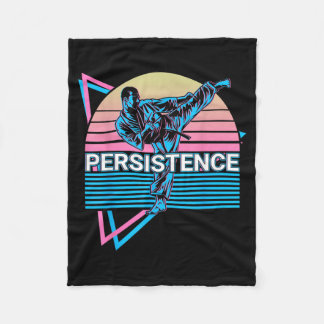 Taekwondo Karate Retro Persistence Fleece Blanket