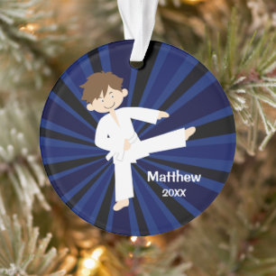 Taekwondo Karate White Belt Boy Personalized Ornament