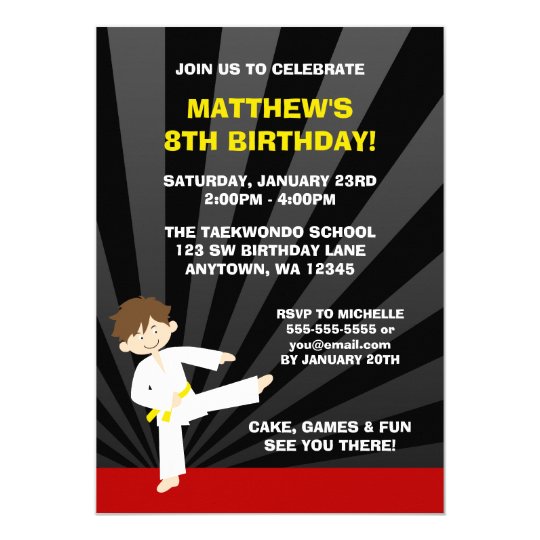 taekwondo-karate-yellow-belt-birthday-invitations-zazzle