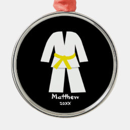 Taekwondo Karate Yellow Belt Personalized Metal Ornament