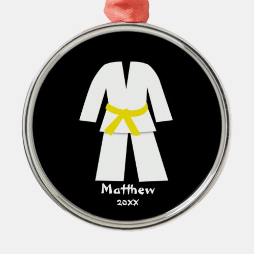 Taekwondo Karate Yellow Belt Personalized Metal Ornament