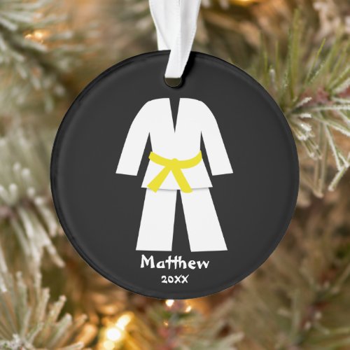 Taekwondo Karate Yellow Belt Personalized Ornament