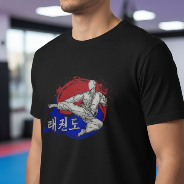 Taekwondo Kick with Korean Flag Ink Art T-Shirt (Creator Uploaded)