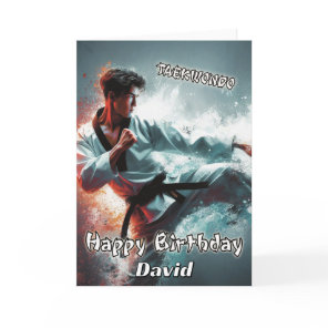 Taekwondo Kicking Spirit Birthday Card