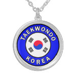 Taekwondo Korea Silver Plated Necklace at Zazzle