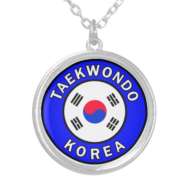 Taekwondo Korea Silver Plated Necklace (Front)