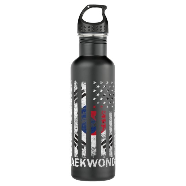 Taekwondo Korean Martial Arts Training Korean Flag Stainless Steel Water Bottle (Front)