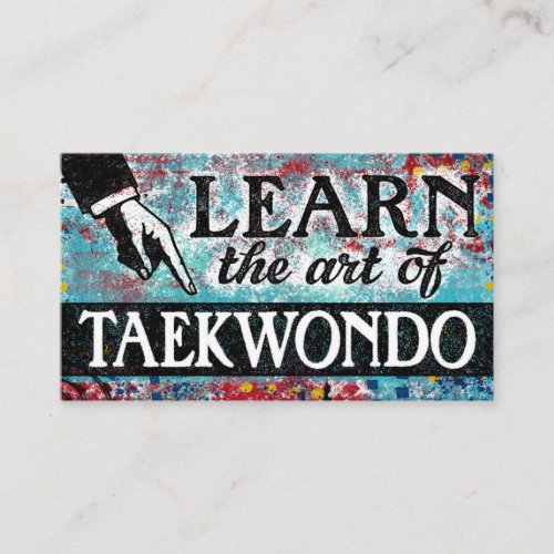 Taekwondo Lessons Business Cards _ Blue Red