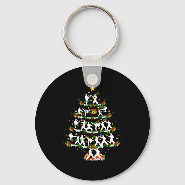 Taekwondo Lover Xmas Lighting Taekwondo Christmas  Keychain (Front)