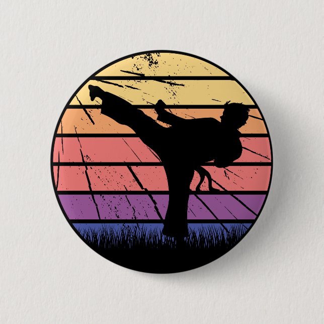 Taekwondo Martial Art Master Black Belt Design Button (Front)