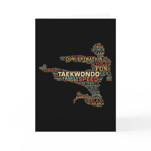 Taekwondo Martial Arts Fighter Word Art Vintage Card