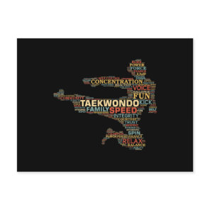 Taekwondo Martial Arts Fighter Word Art Vintage Postcard