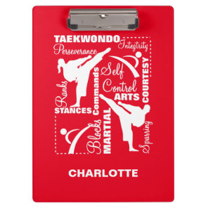 Taekwondo Martial Arts Sports Terminology Clipboard