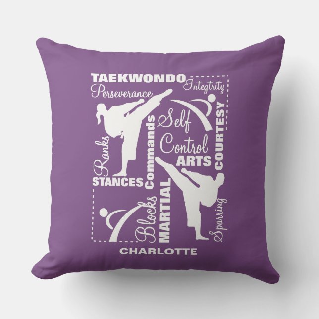 Taekwondo Martial Arts Sports Terminology Throw Pillow (Front)