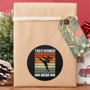 Taekwondo Mom Retro Martial Arts Mom Gift Classic Round Sticker