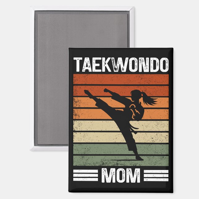Taekwondo Mom Retro Martial Arts Mom Gift Magnet (Front/Back)