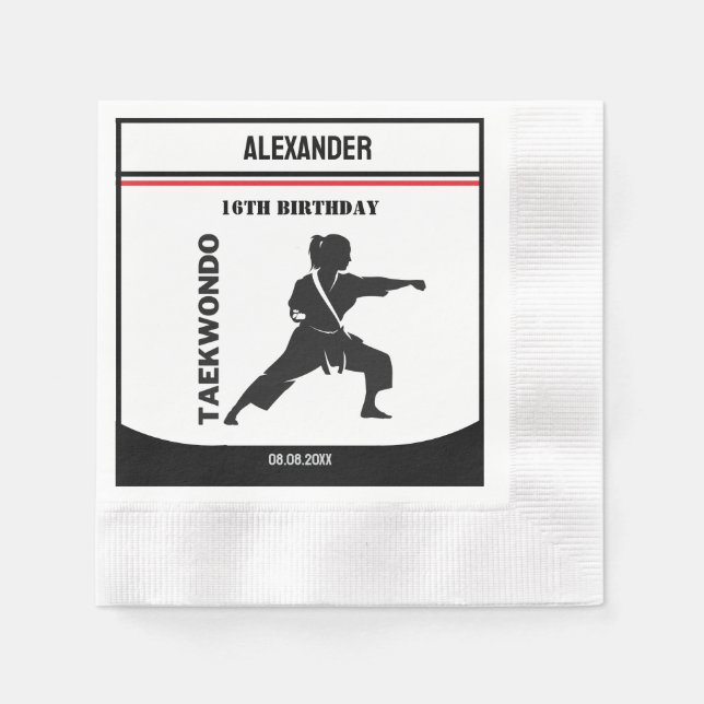 Taekwondo Player, Birthday Gift, Team Karate  Napkins (Front)