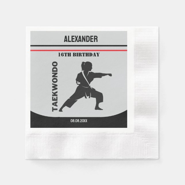 Taekwondo Player, Birthday Gift, Team Karate  Napkins (Front)