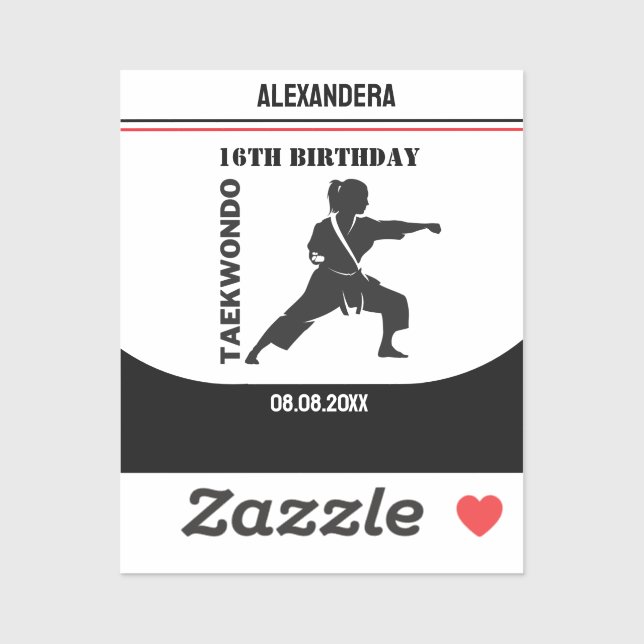 Taekwondo Player, Birthday Gift, Team Karate  Sticker (Sheet)