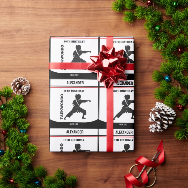 Taekwondo Player, Birthday Gift, Team Karate  Wrapping Paper (Holiday Gift)