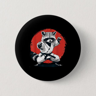 Taekwondo Raccoon Kickboxing Animall Jiu-Jitsu Button