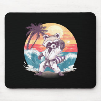Taekwondo Raccoon Kickboxing Animall Jiu-Jitsu Mouse Pad