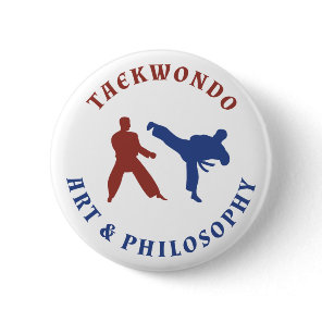 Taekwondo Red and Blue Stamp Pinback Button