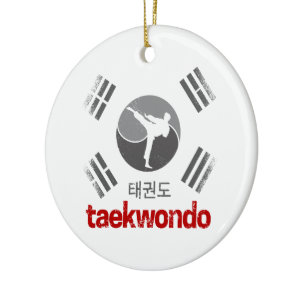 Taekwondo Retro Korea Flag Martial Arts Vintage Ceramic Ornament