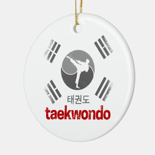 Taekwondo Retro Korea Flag Martial Arts Vintage Ceramic Ornament