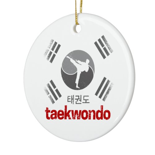 Taekwondo Retro Korea Flag Martial Arts Vintage Ceramic Ornament