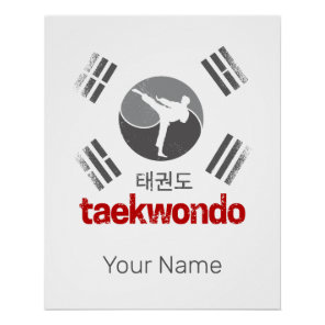 Taekwondo Retro Korea Flag Martial Arts Vintage Poster
