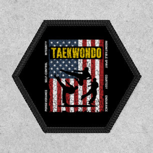 Taekwondo Self Contro American Martial Arts Flag Patch