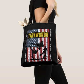 Taekwondo Self Contro American Martial Arts Flag Tote Bag