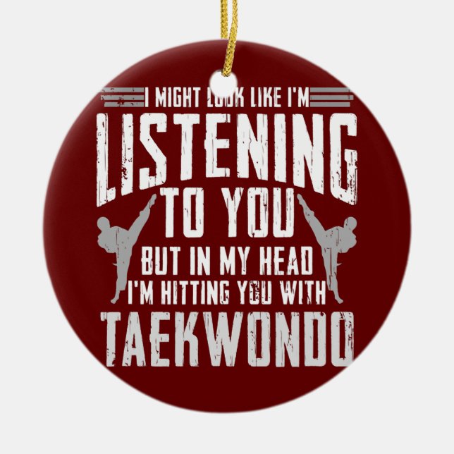 Taekwondo Self Defense Martial Arts Korean  Ceramic Ornament (Front)