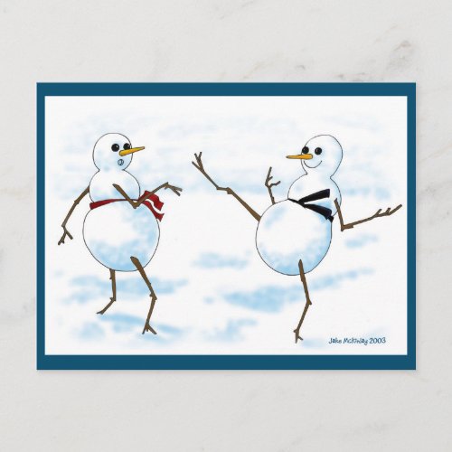 Taekwondo snowman postcard