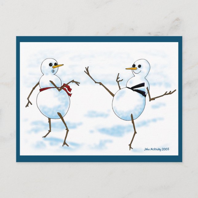 Taekwondo snowman postcard (Front)
