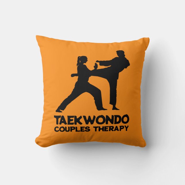 Taekwondo Sparring Couple's Therapy Throw Pillow (Front)